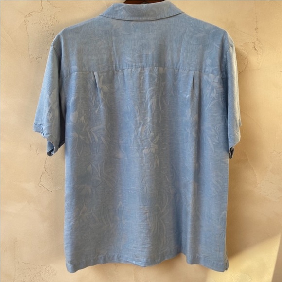 Vintage ISLAND SHORES Blue Floral Hawaiian 100% Silk Men’s Shirt Size L - Picture 4 of 17